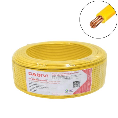 Dây cáp điện 1 lõi Cadivi CV-1.5 mm2 (Vàng) – 0.6/1KV