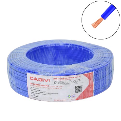 Dây điện đơn mềm Cadivi VCm-0.5 mm2 (Xanh) – 300/500V