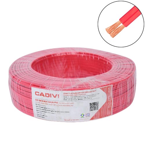 Dây điện đôi Cadivi VCmd 2×0.5 mm2 (Đỏ) – 0.6/1KV