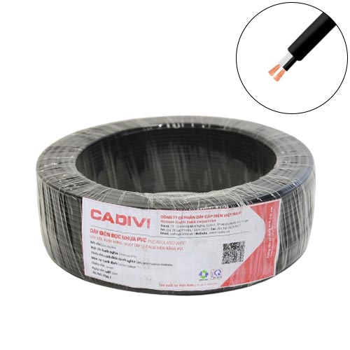 Dây điện đôi Cadivi VCmo 2×0.75 mm2 (Đen) – 300/500V