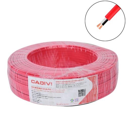 Dây điện đôi Cadivi VCmo 2×0.75 mm2 (Đỏ) – 300/500V