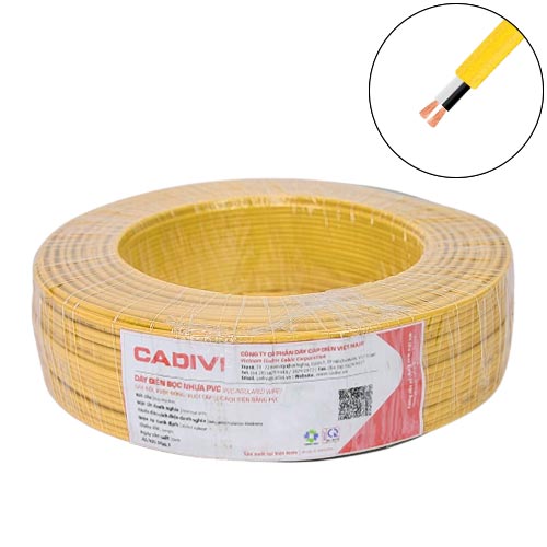 Dây điện đôi Cadivi VCmo 2×0.75 mm2 (Vàng) – 300/500V