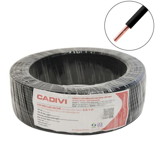 Dây điện đơn cứng Cadivi VC-0.5 mm2 (Đen) – 300/500V