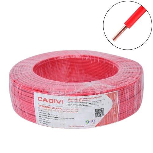 Dây điện đơn cứng Cadivi VC-0.5 mm2 (Đỏ) – 300/500V