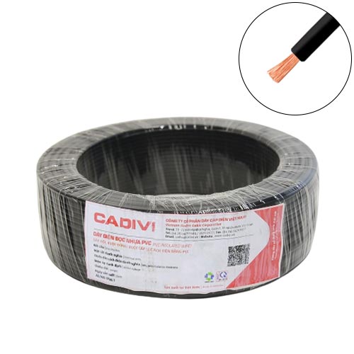 Dây điện đơn mềm Cadivi VCm-0.5 mm2 (Đen) – 300/500V