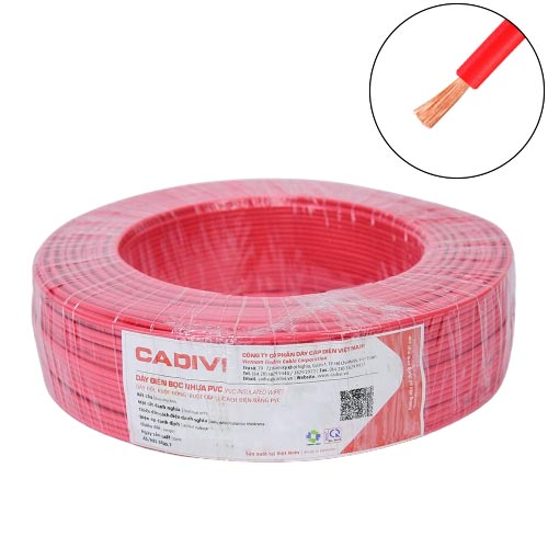 Dây điện đơn mềm Cadivi VCm-0.5 mm2 (Đỏ) – 300/500V